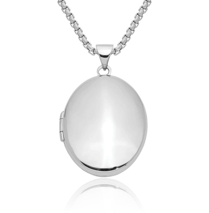 925 Sterling Silver Oval Locket Necklace Chain Pendant Charm