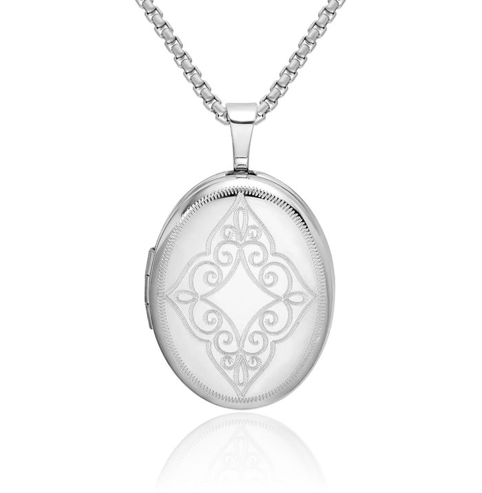 925 Sterling Silver Oval Personalized Photo Locket Necklace Picture Pendant Charm