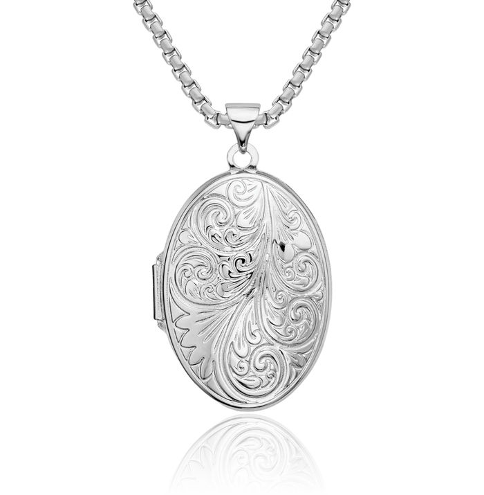 925 Sterling Silver Oval Personalized Photo Locket Necklace Picture Pendant Charm