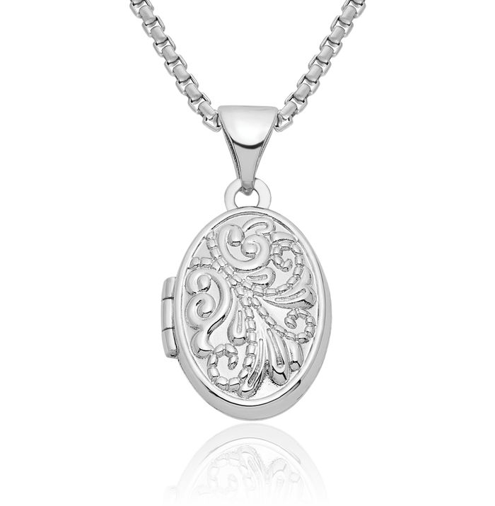 925 Sterling Silver Oval Personalized Photo Locket Necklace Picture Pendant Charm