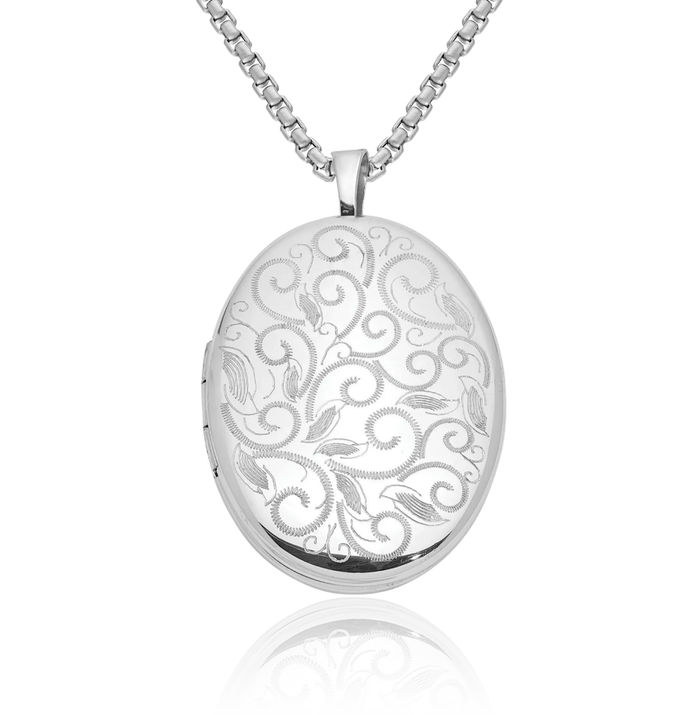 925 Sterling Silver Oval Personalized Photo Locket Necklace Picture Pendant Charm