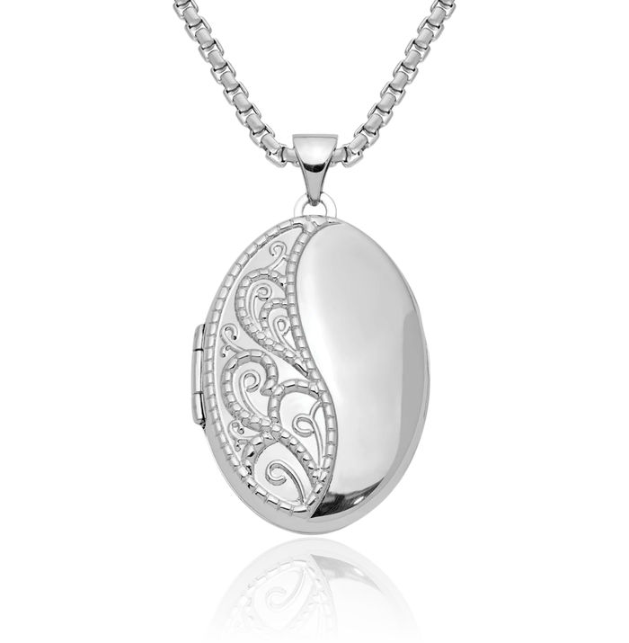 925 Sterling Silver Oval Personalized Photo Locket Necklace Picture Pendant Charm