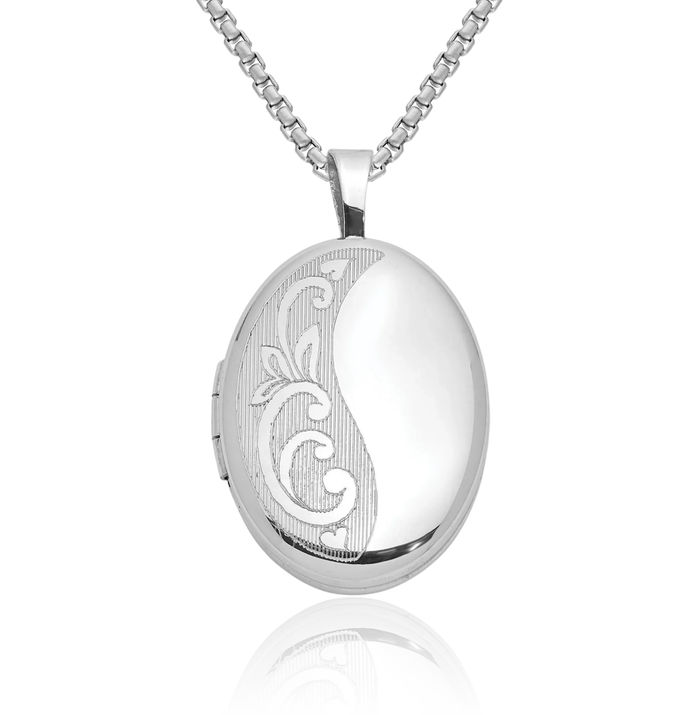 925 Sterling Silver Side Oval Personalized Photo Locket Necklace Picture Pendant Charm