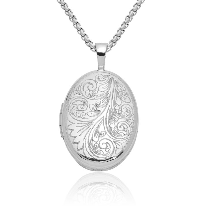 925 Sterling Silver Oval Personalized Photo Locket Necklace Picture Pendant Charm