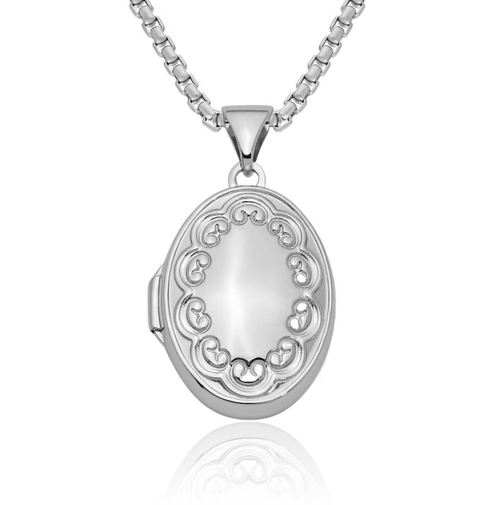 925 Sterling Silver Oval Personalized Photo Locket Necklace Picture Pendant Charm