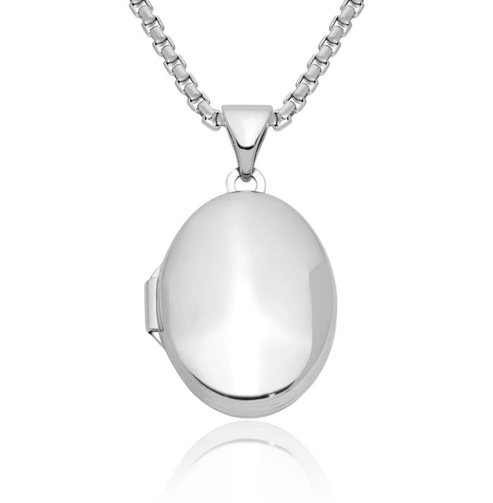 925 Sterling Silver Oval Personalized Photo Locket Necklace Picture Pendant Charm