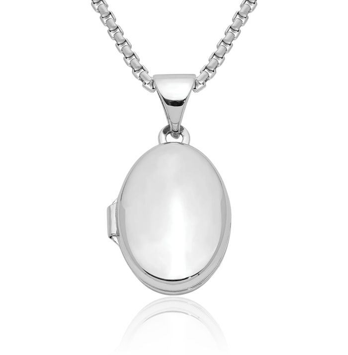 925 Sterling Silver Oval Personalized Photo Locket Necklace Picture Pendant Charm