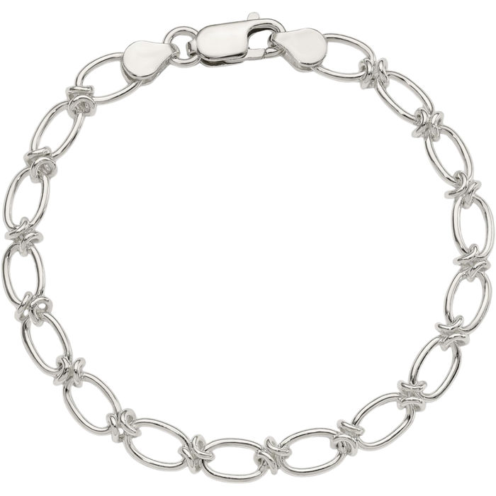 925 Sterling Silver Oval Single Link Chain Charm Bracelet