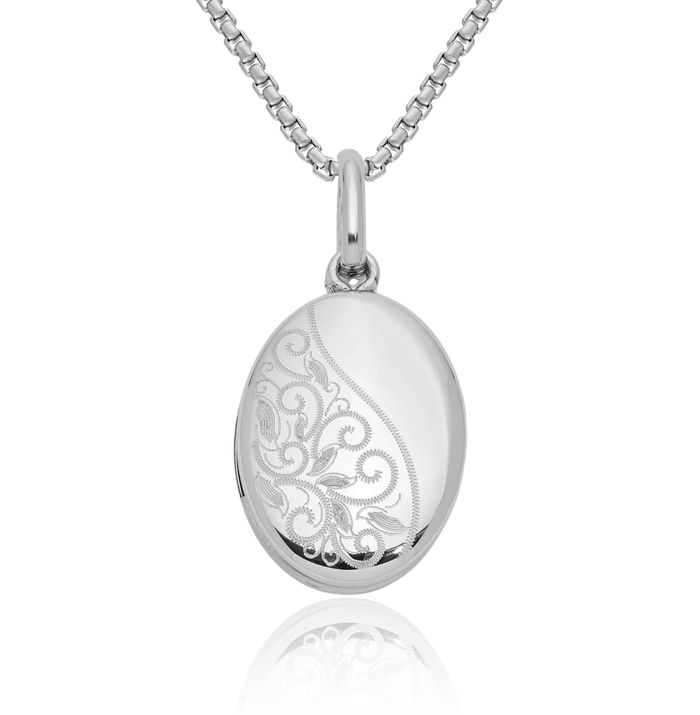 925 Sterling Silver Oval Swing Locket Necklace Chain Pendant Charm