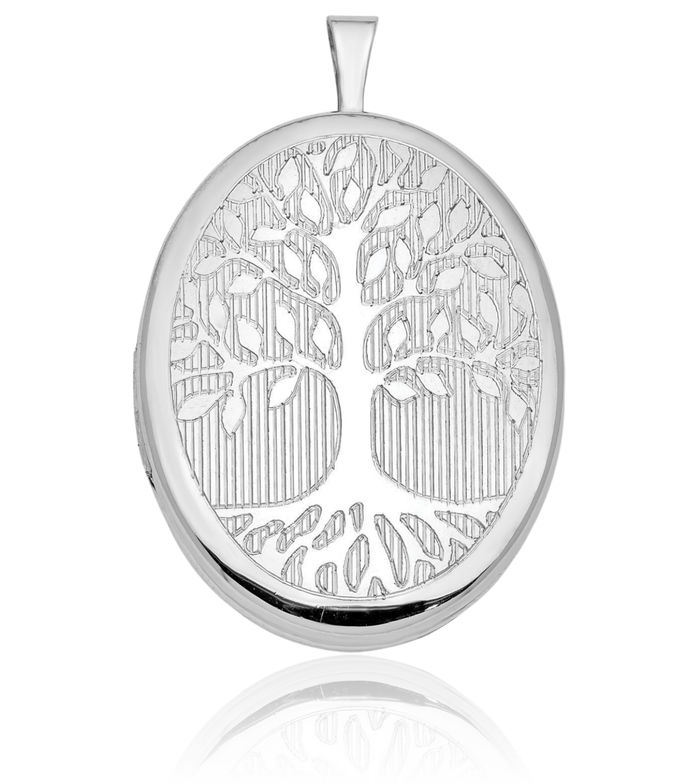 925 Sterling Silver Oval Tree of Life Locket Necklace Chain Pendant Charm