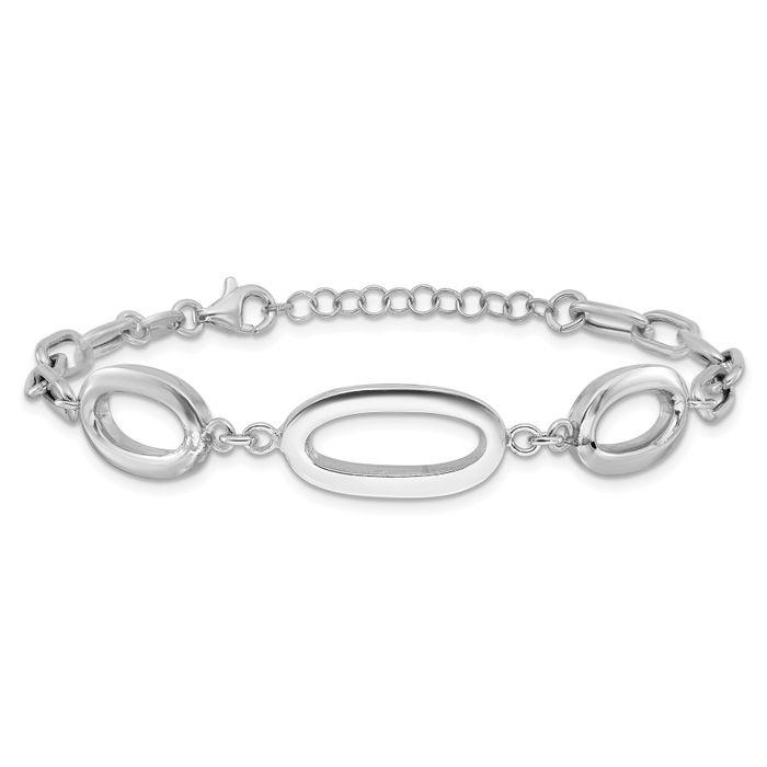 925 Sterling Silver Ovals Chain Bracelet