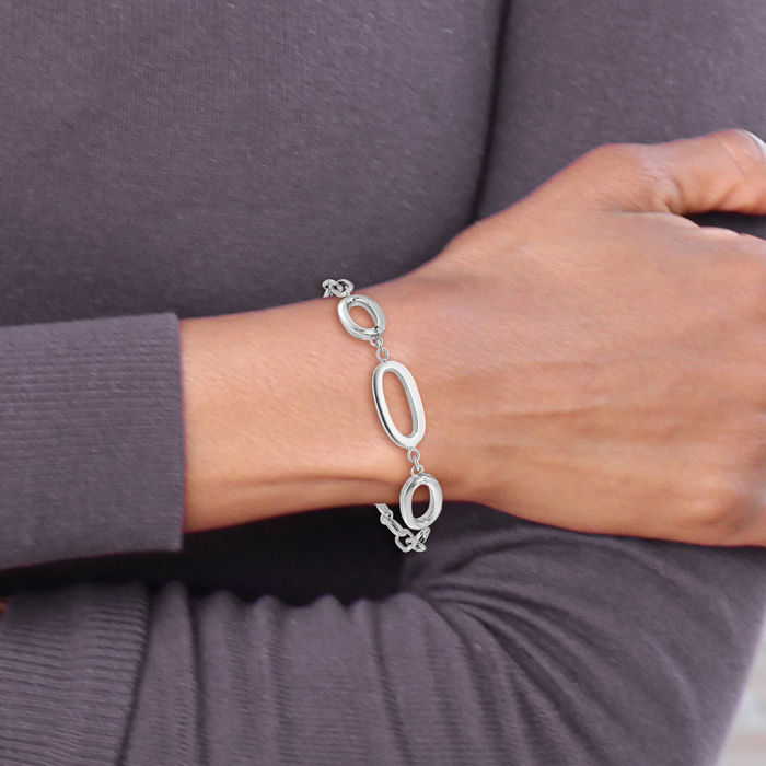 925 Sterling Silver Ovals Chain Bracelet