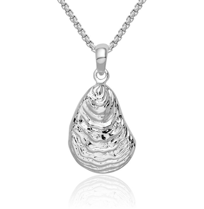 925 Sterling Silver Oyster Shell Necklace Chain Pendant Charm