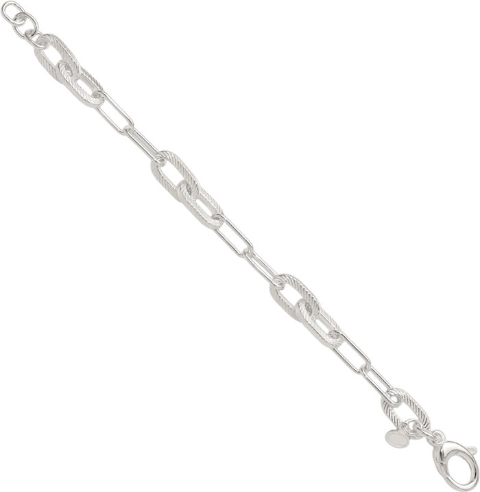 925 Sterling Silver Paperclip Cable Rolo Link Chain Bracelet