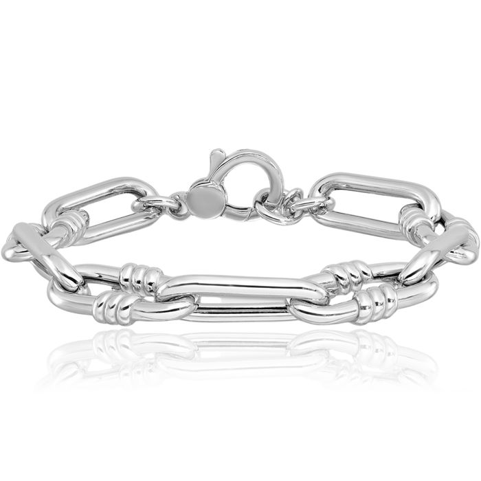 925 Sterling Silver Paperclip Cable Rolo Link Chain Bracelet