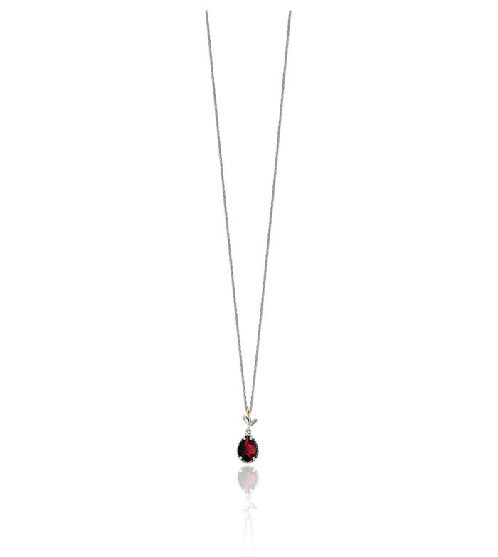 925 Sterling Silver Vintage Pear Red Garnet Necklace