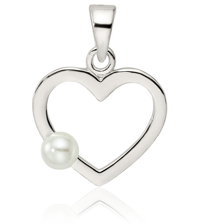 925 Sterling Silver Pearl Heart Necklace Love Pendant Charm