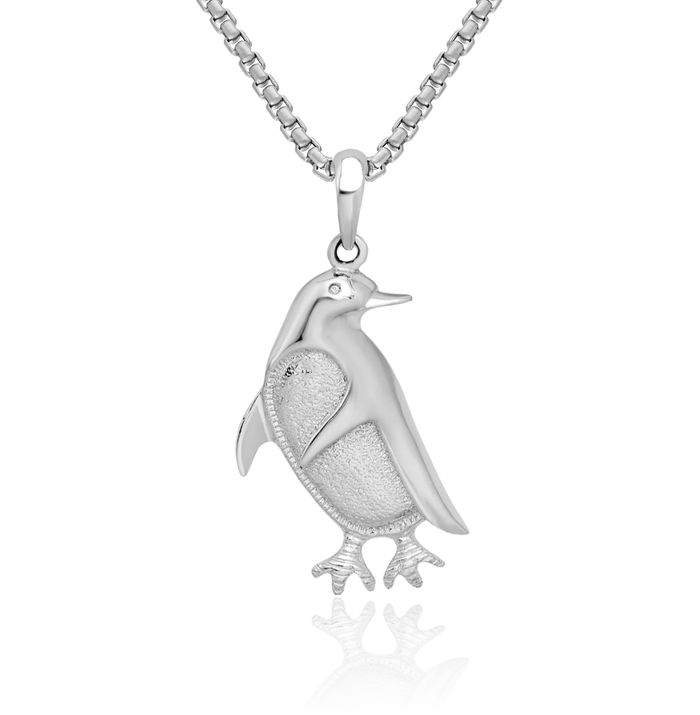 925 Sterling Silver Penguin Antarctica Polar Bird Necklace Chain Pendant Charm