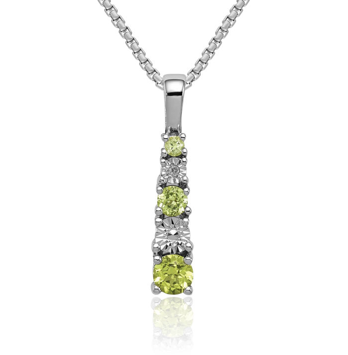 925 Sterling Silver Green Peridot Diamond Necklace Charm Gemstone Pendant August Birthstone Jewelry