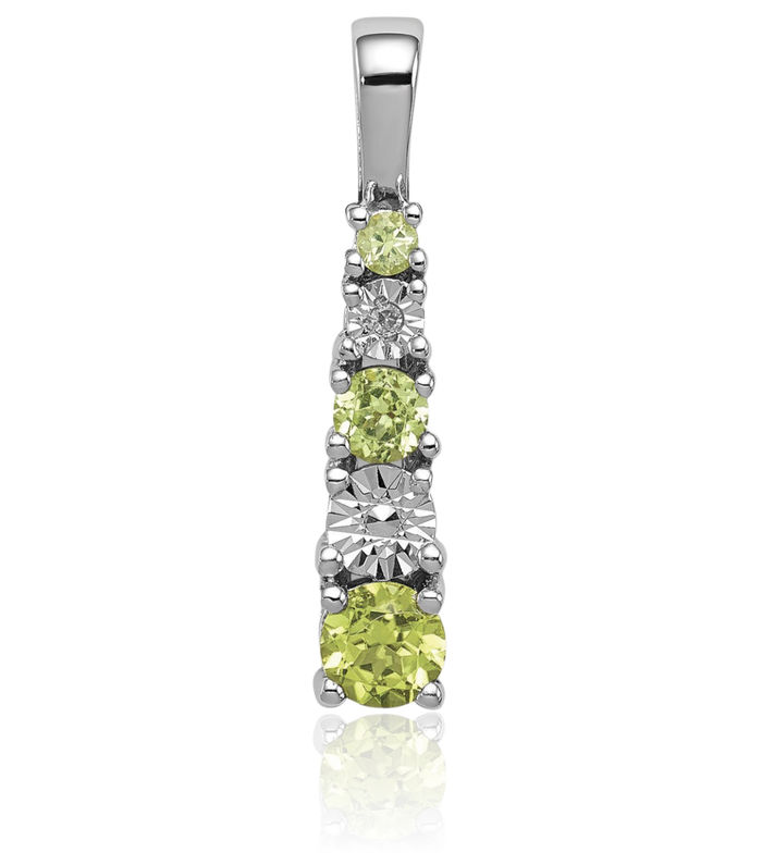 925 Sterling Silver Green Peridot Diamond Necklace Charm Gemstone Pendant August Birthstone Jewelry