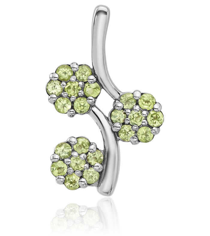 925 Sterling Silver Green Peridot Flowers Floating Chain Slide Gemstone Pendant Necklace Charm August Birthstone Jewelry