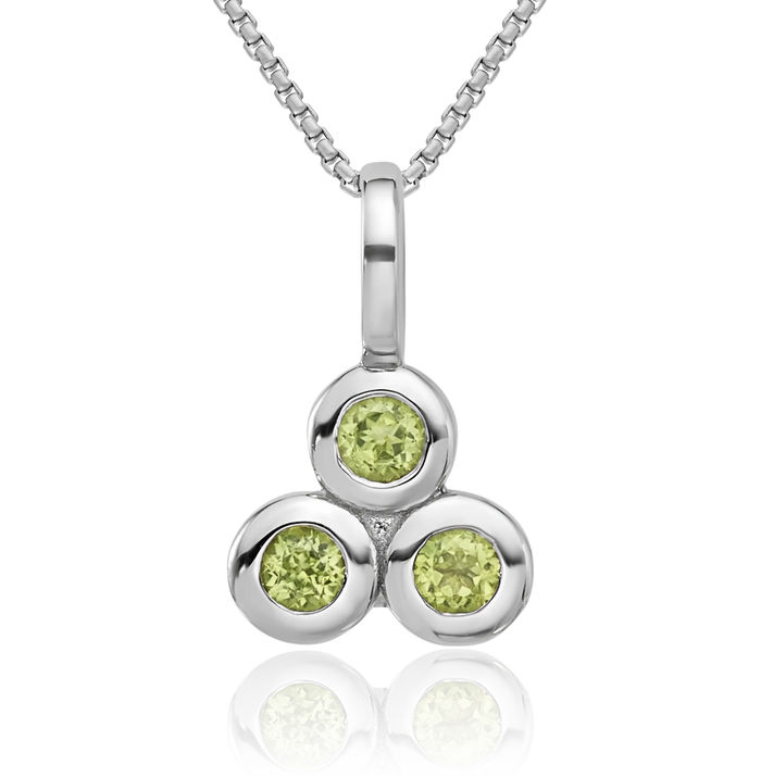 925 Sterling Silver Green Peridot Necklace Charm Gemstone Pendant August Birthstone Jewelry