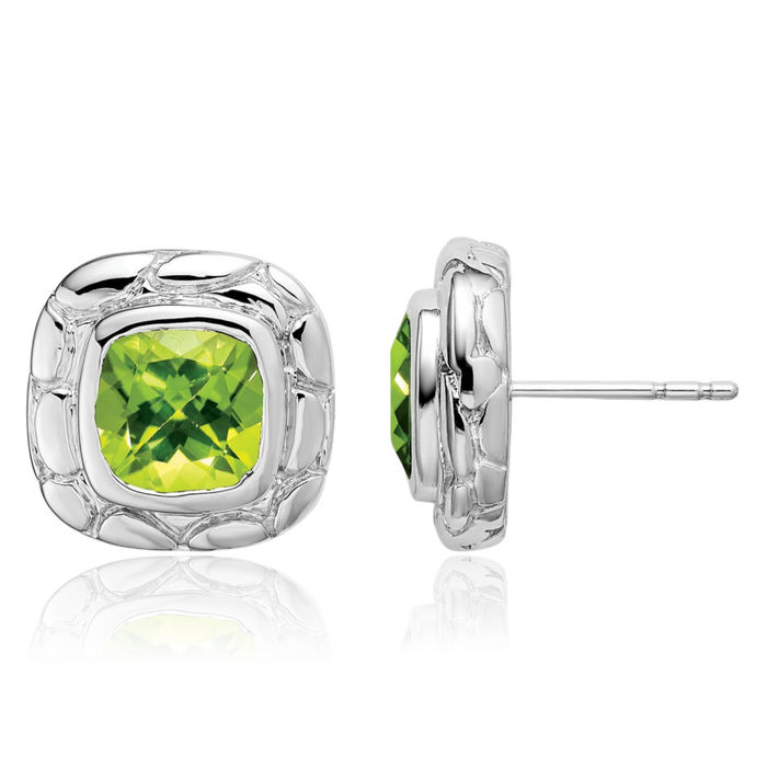 925 Sterling Silver Green Peridot Stud Earrings August Birthstone Jewelry