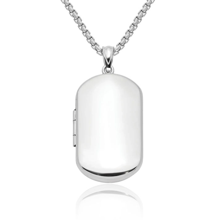 925 Sterling Silver Rectangular Personalized Photo Locket Necklace Picture Pendant Charm