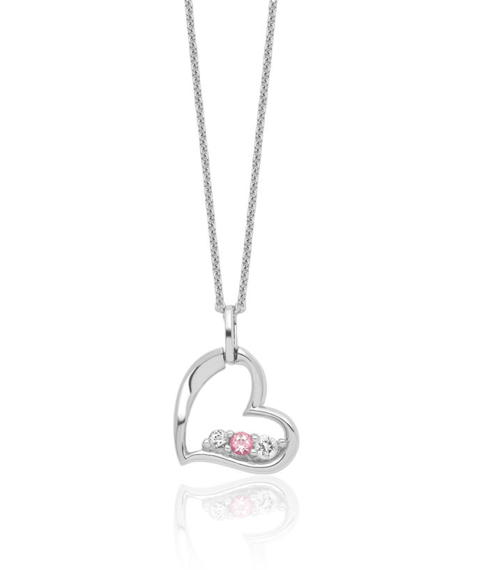 925 Sterling Silver Pink Topaz Heart of Strength Chain Necklace Gemstone Pendant Charm