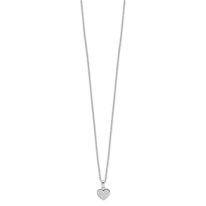 925 Sterling Silver Cubic Zirconia CZ Heart Chain Necklace