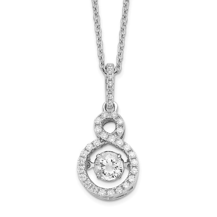 925 Sterling Silver Dangling Cubic Zirconia CZ Infinity Twisted Love Knot Symbol Necklace