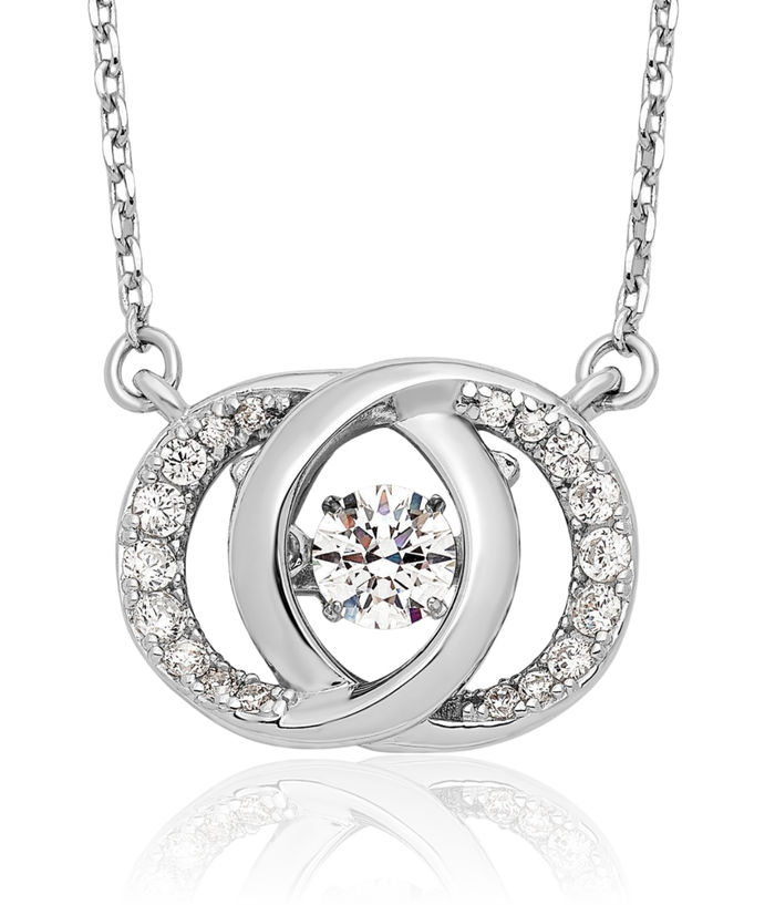 925 Sterling Silver Platinum Cubic Zirconia CZ Two Necklace Chain