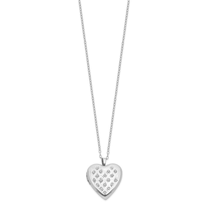 925 Sterling Silver Diamond Heart Locket Necklace