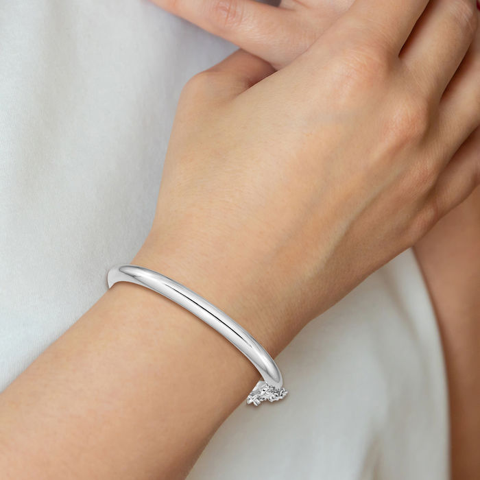 925 Sterling Silver 4mm Bangle Bracelet