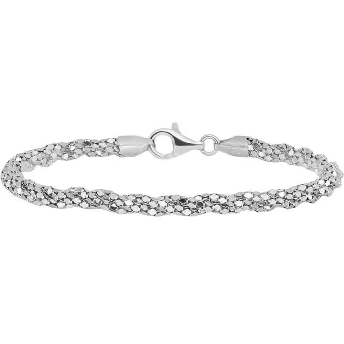 925 Sterling Silver Popcorn Mesh Chain Bracelet