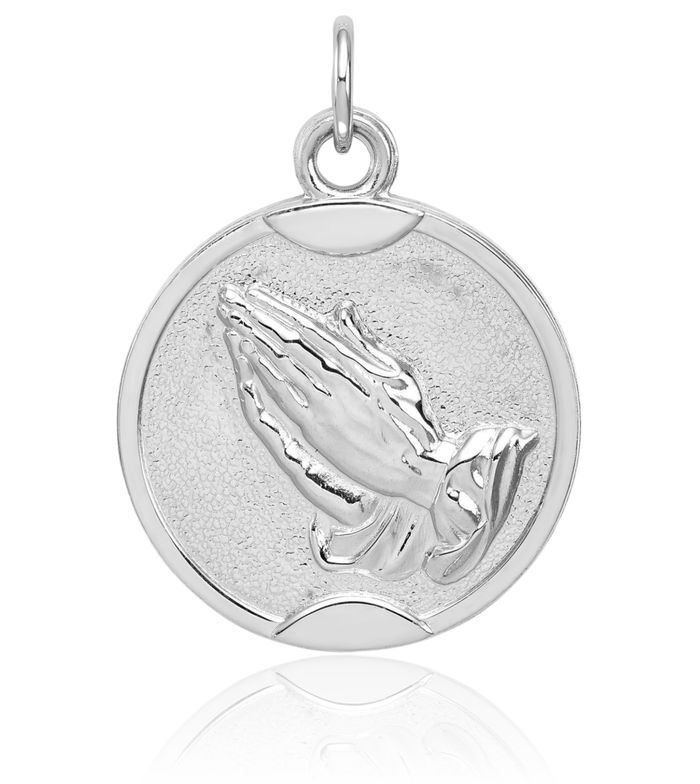 925 Sterling Silver Jesus Christ Praying Hands Lord Serenity Prayer Back Medal Necklace Religious Chain Pendant Christian Faith Charm