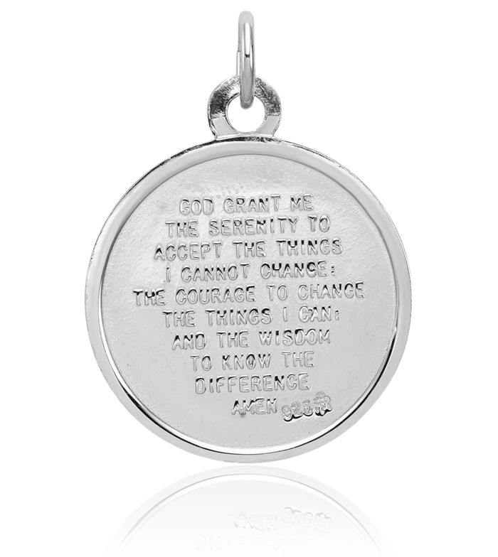 925 Sterling Silver Jesus Christ Praying Hands Lord Serenity Prayer Back Medal Necklace Religious Chain Pendant Christian Faith Charm
