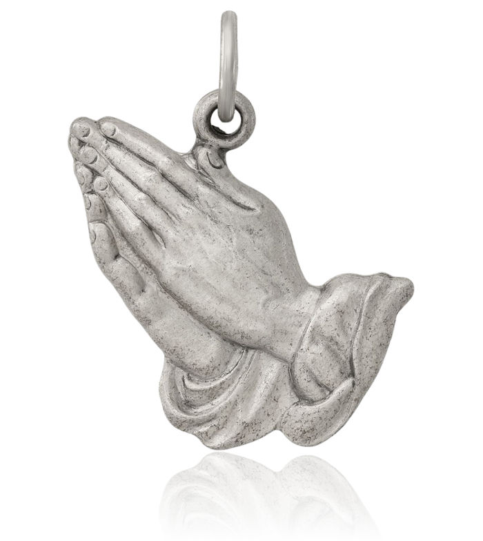 925 Sterling Silver Praying Hands Pendant Necklace