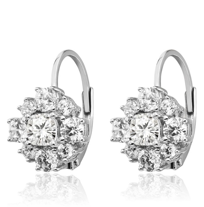 925 Sterling Silver Princess-Cut Square Cubic Zirconia CZ Drop Dangle Earrings