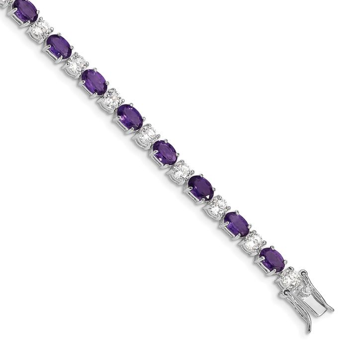 925 Sterling Silver, Purple Cubic Zirconia Bracelet, Purple CZ, Gemstones, Gemstones Bracelet, Bracelet, Silver Bracelet, Gift store for Her