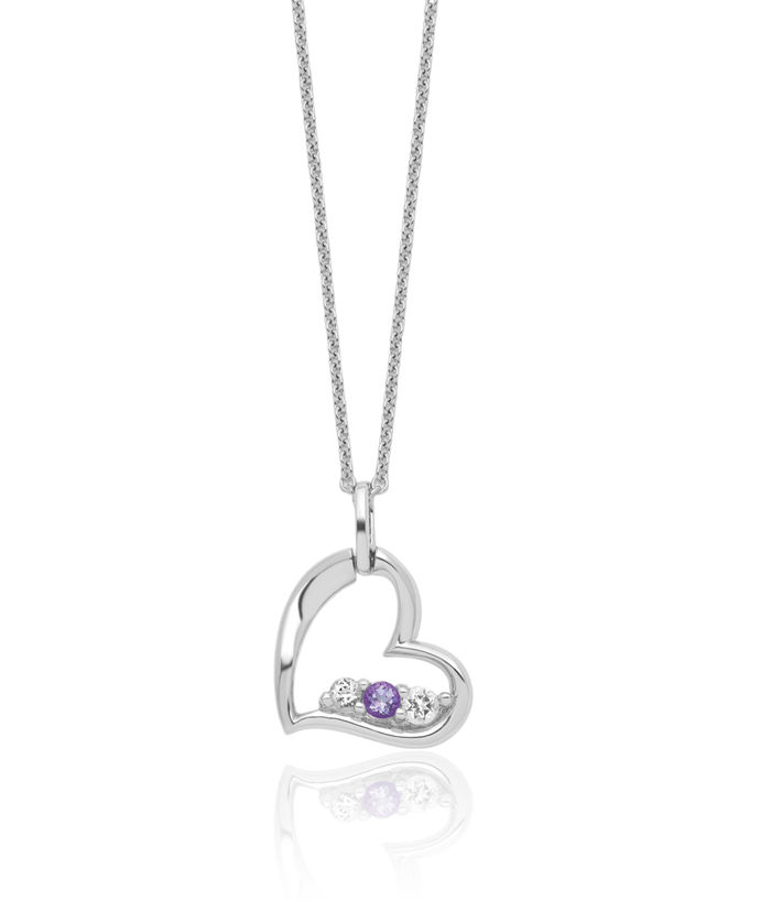 925 Sterling Silver Purple Topaz Heart Strength Chain Necklace Gemstone Pendant Charm