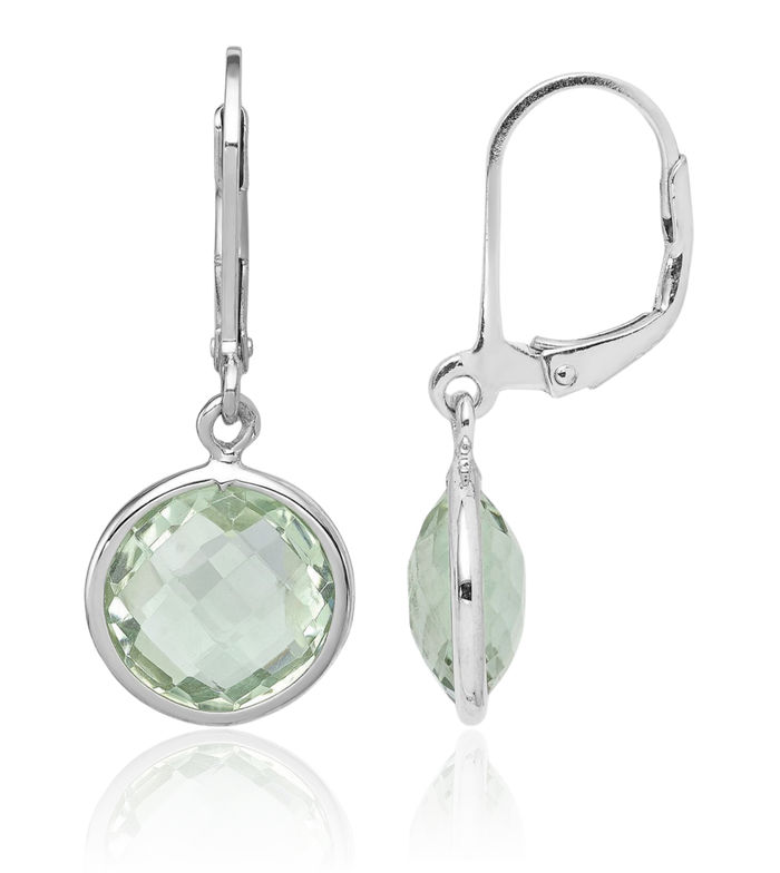 925 Sterling Silver Green Quartz Drop Dangle Earrings