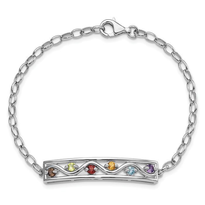 925 Sterling Silver Rainbow Multi-color Gemstone Tennis Bracelet