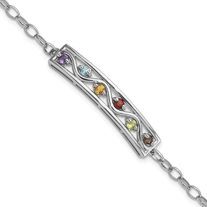 925 Sterling Silver Rainbow Multi-color Gemstone Tennis Bracelet