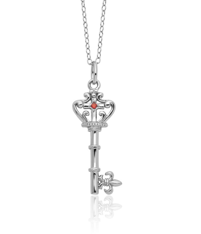 925 Sterling Silver Red Cubic Zirconia CZ Vintage Key of David Necklace Chain