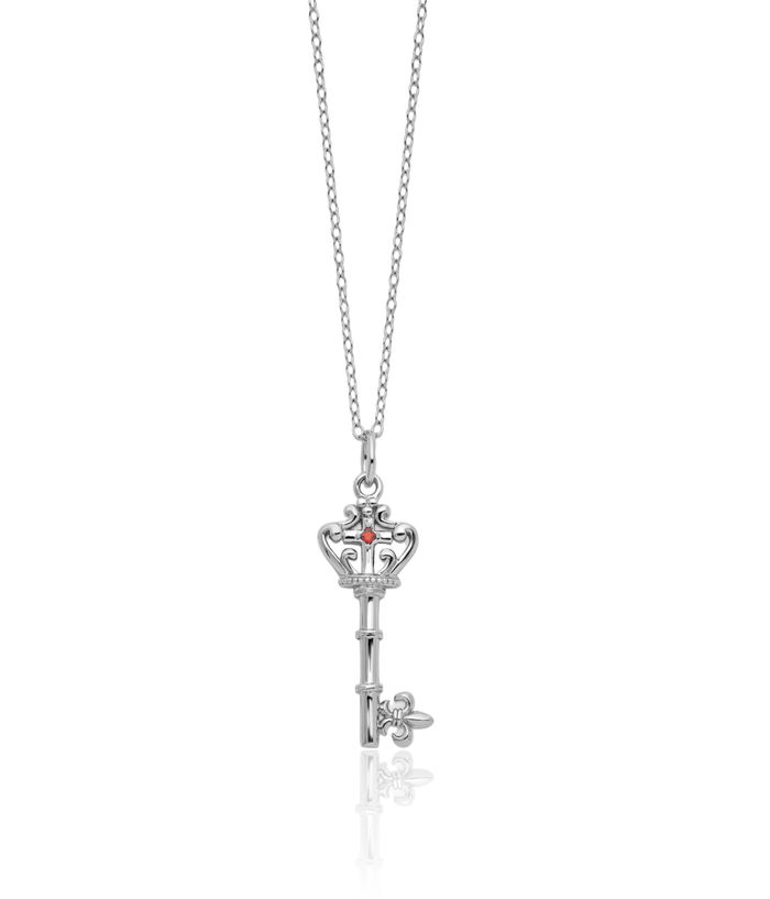 925 Sterling Silver Red Cubic Zirconia CZ Vintage Key of David Necklace Chain