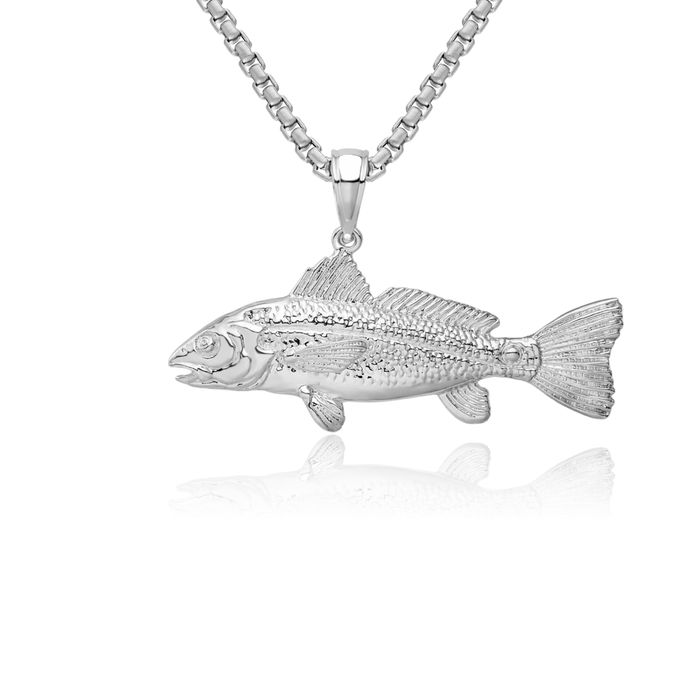 925 Sterling Silver Red Fish Necklace Chain Pendant Charm