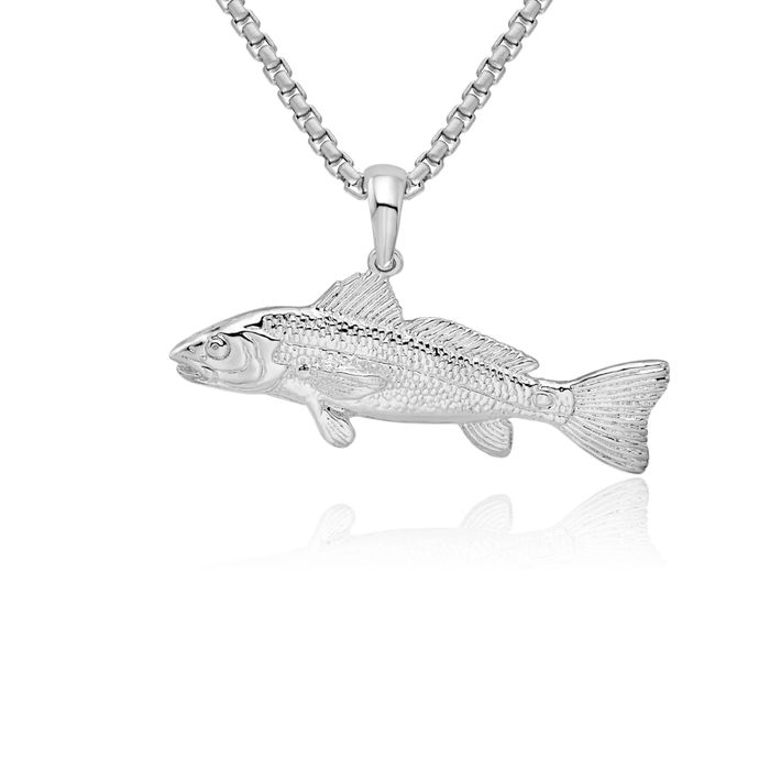 925 Sterling Silver Red Fish Necklace Chain Pendant Charm
