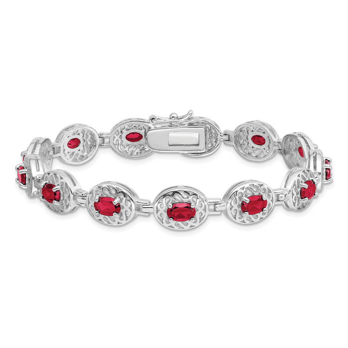 925 Sterling Silver Ruby Tennis Bracelet - Picture 10 of 12