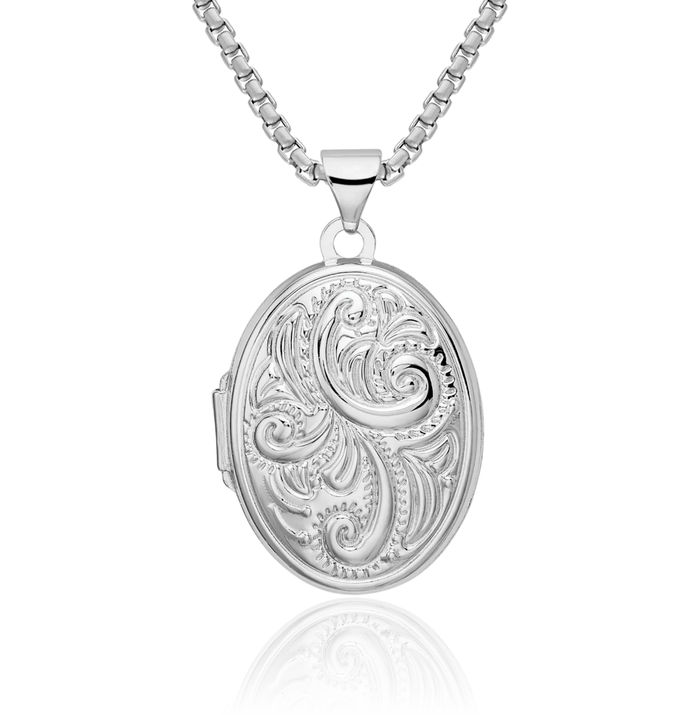 925 Sterling Silver Reversible Oval Personalized Photo Locket Necklace Picture Pendant Charm